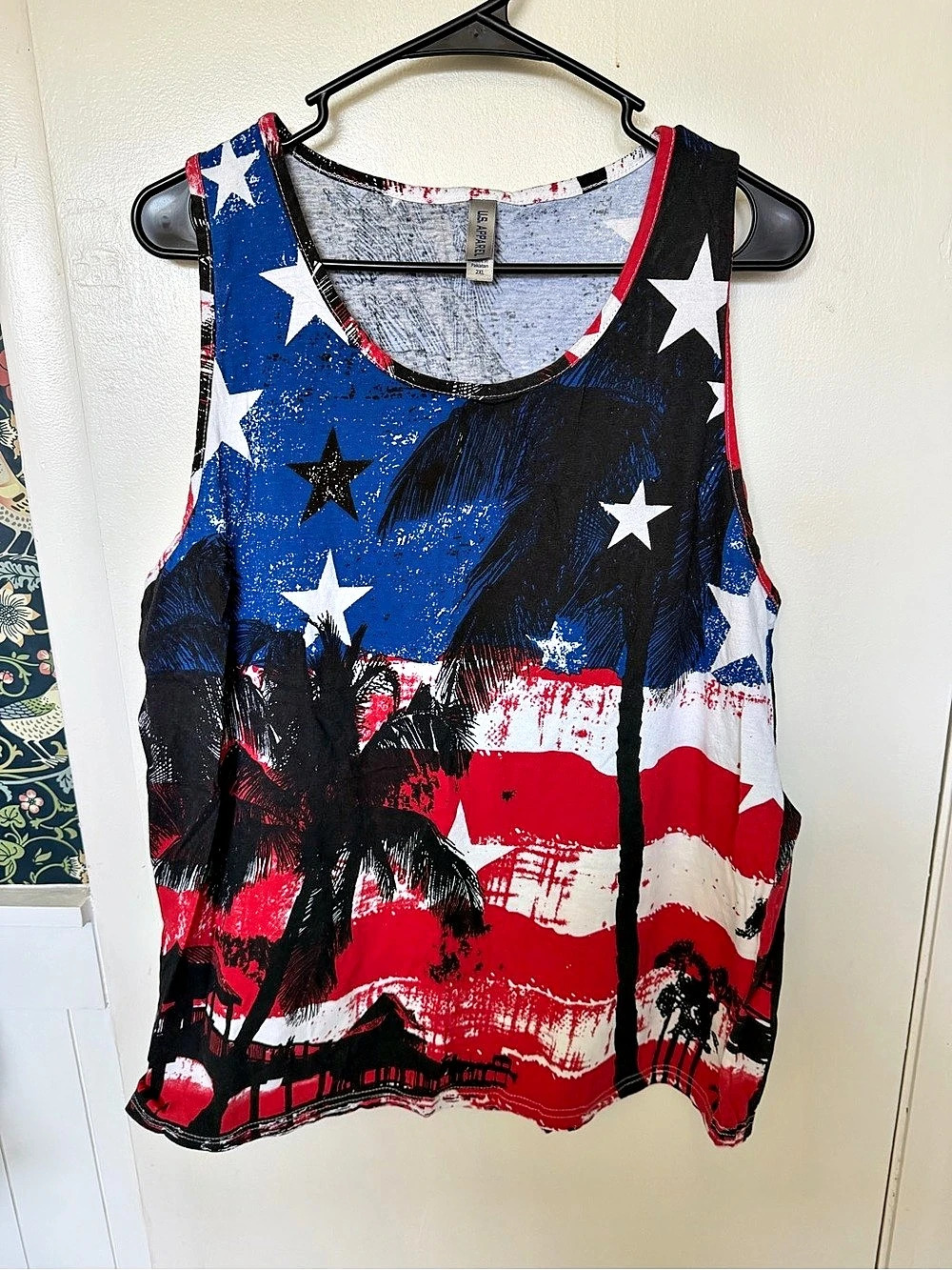 US Apparel USA Flag Star Tank Top 2XL Like New